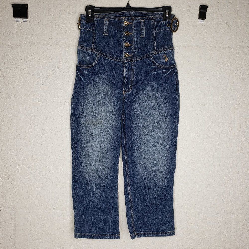 Baby Phat High Rise Button Denim Capri Size 3